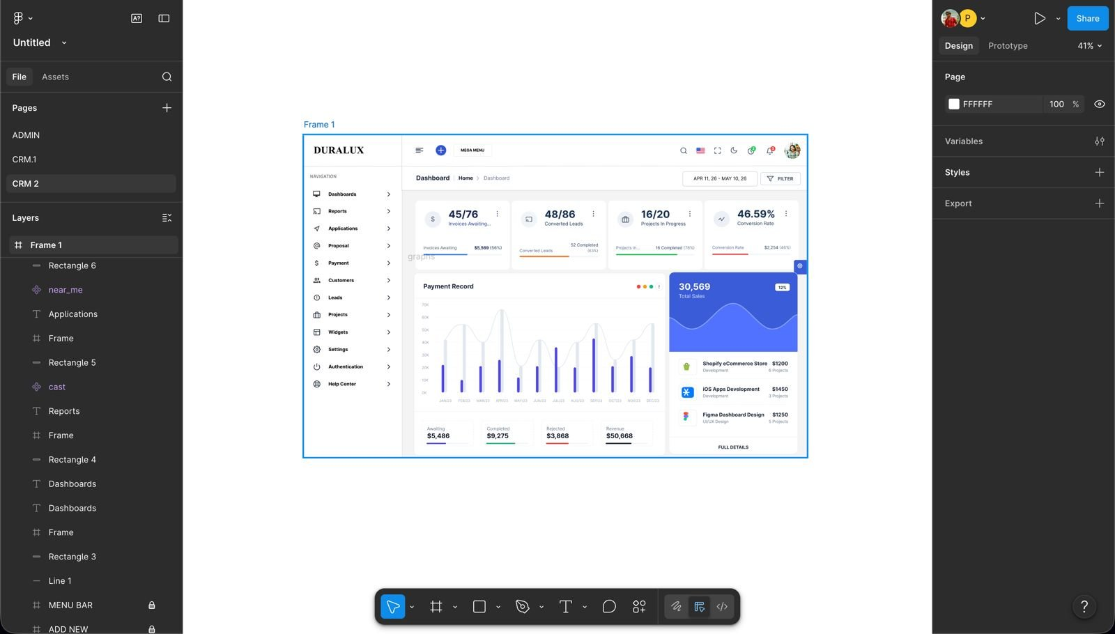 CRM Dashboard UI Design preview