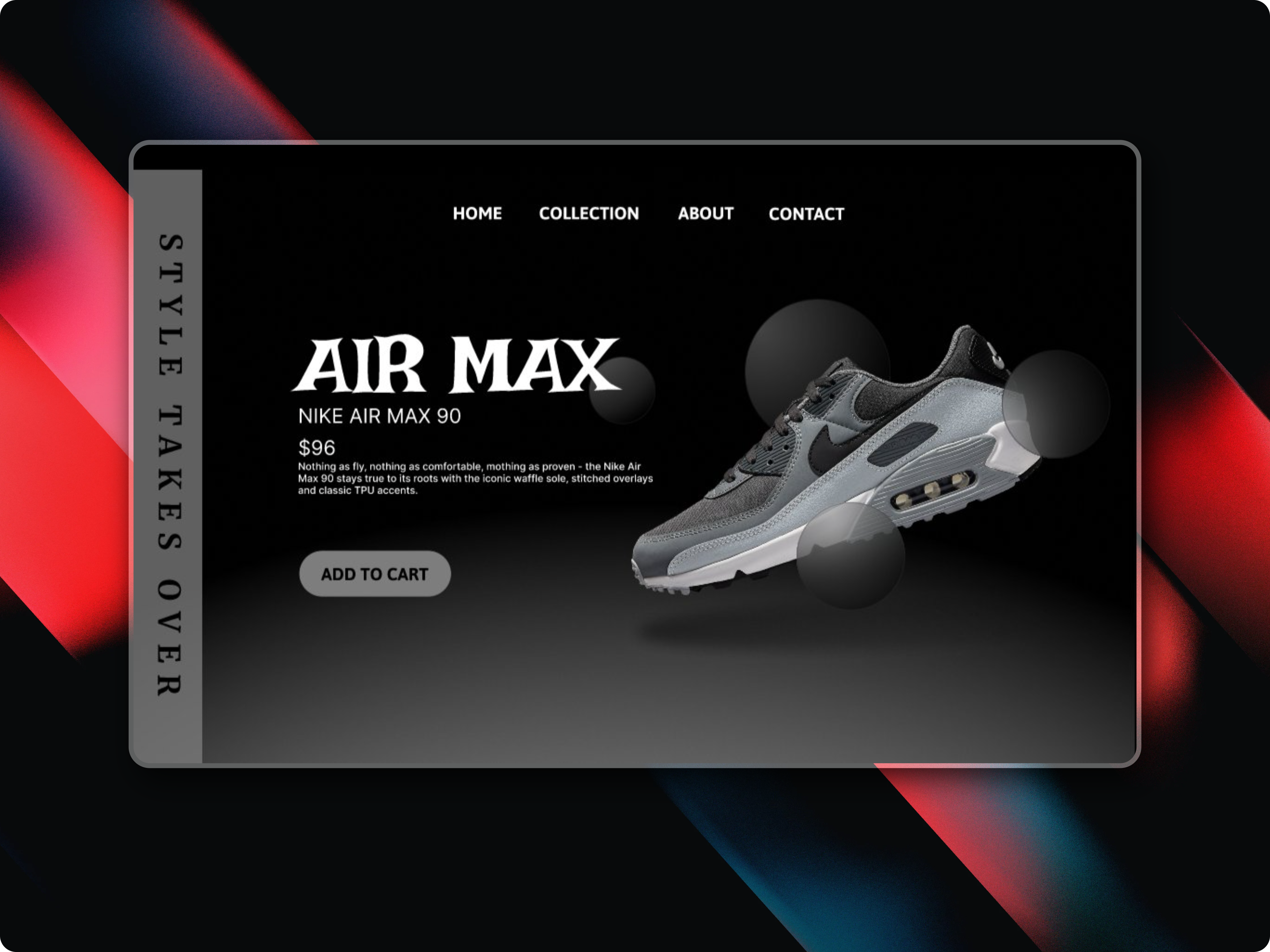 NIKE AIR MAX Landing Page hover preview